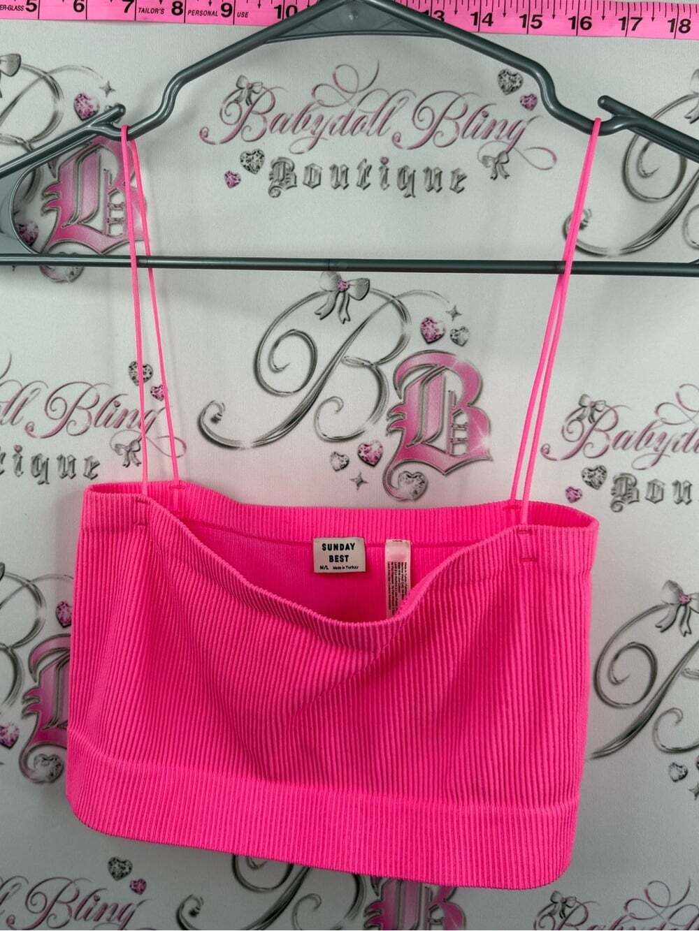 Sunday Best aritzia tank top neon stretchy shirt top Hot Pink Ribbed Tank Crop